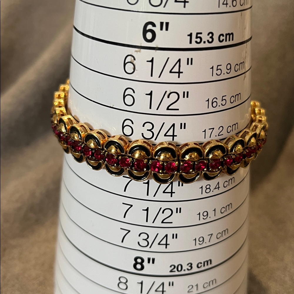 Joan Rivers Vintage 2 in 1 Ruby Red Crystal Tennis Bracelet-7”-7.25” - Picture 9 of 10
